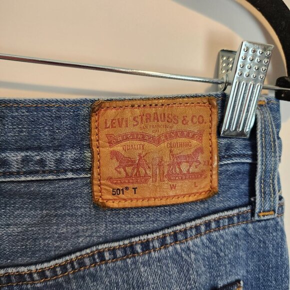 Levi's Women's 501 Tapered Premium Japanese Selvedge Denim Jeans‎ Distressed 26 - Picture 4 of 11